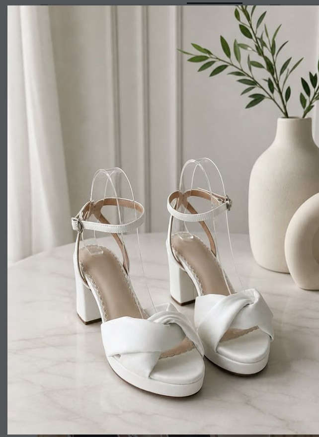Bespoke Marikina footwear - custom bridal heels Manila, white knotted platform sandal