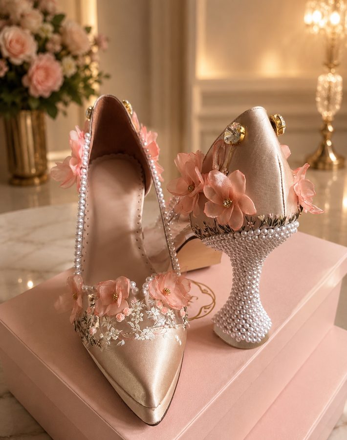 Promé & Theüs white satin bow bespoke bridal slingback heel, handcrafted Marikina wedding shoes