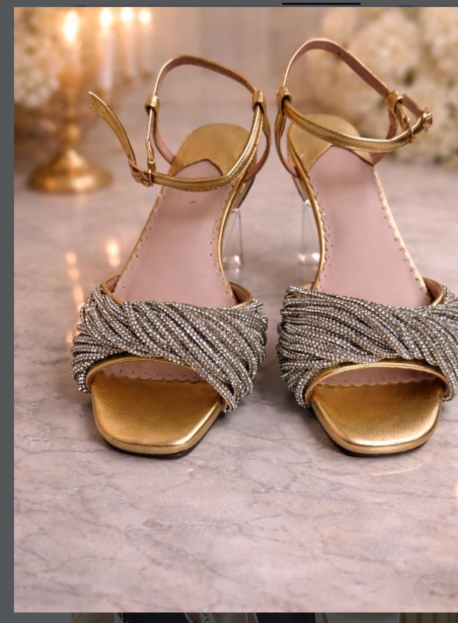 Bespoke Marikina footwear, gold rhinestone statement sandal