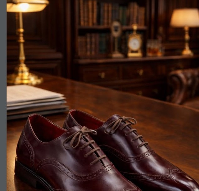 Men's height elevation Marikina, burgundy leather oxford with hidden quiet elevation